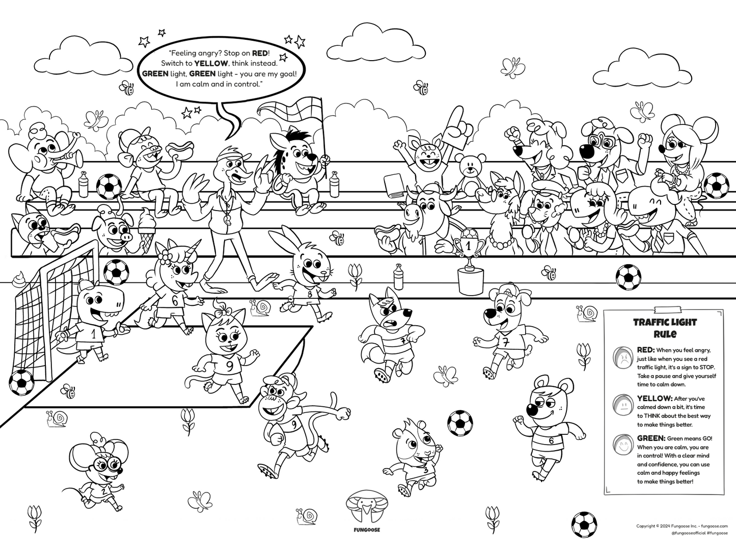 TRAFFIC LIGHT: Printable Coloring Page & Poster On Anger Management for Kids