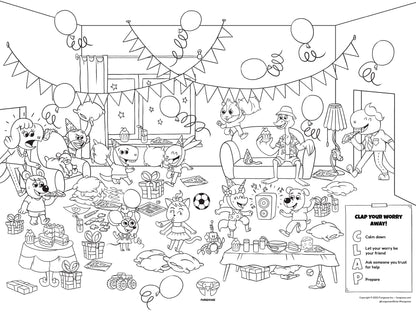 CLAP: Printable Coloring Page & Poster On Worrying and Anxiety for Kids